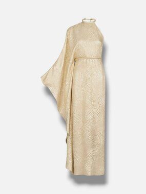 Silvia Tcherassi Women's Gold Gael One-Shoulder Silk Gown Dress Size XS